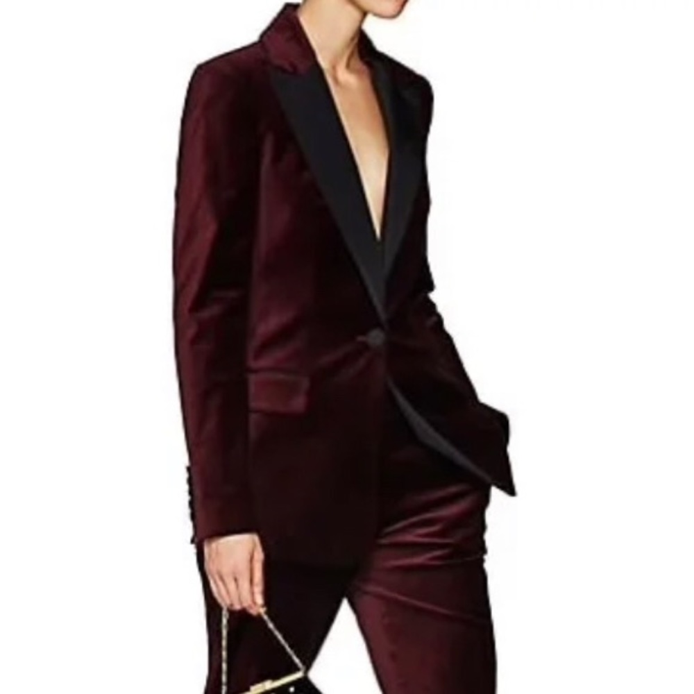 A. L. C. Silk Trimmed Velvet One Button Blazer